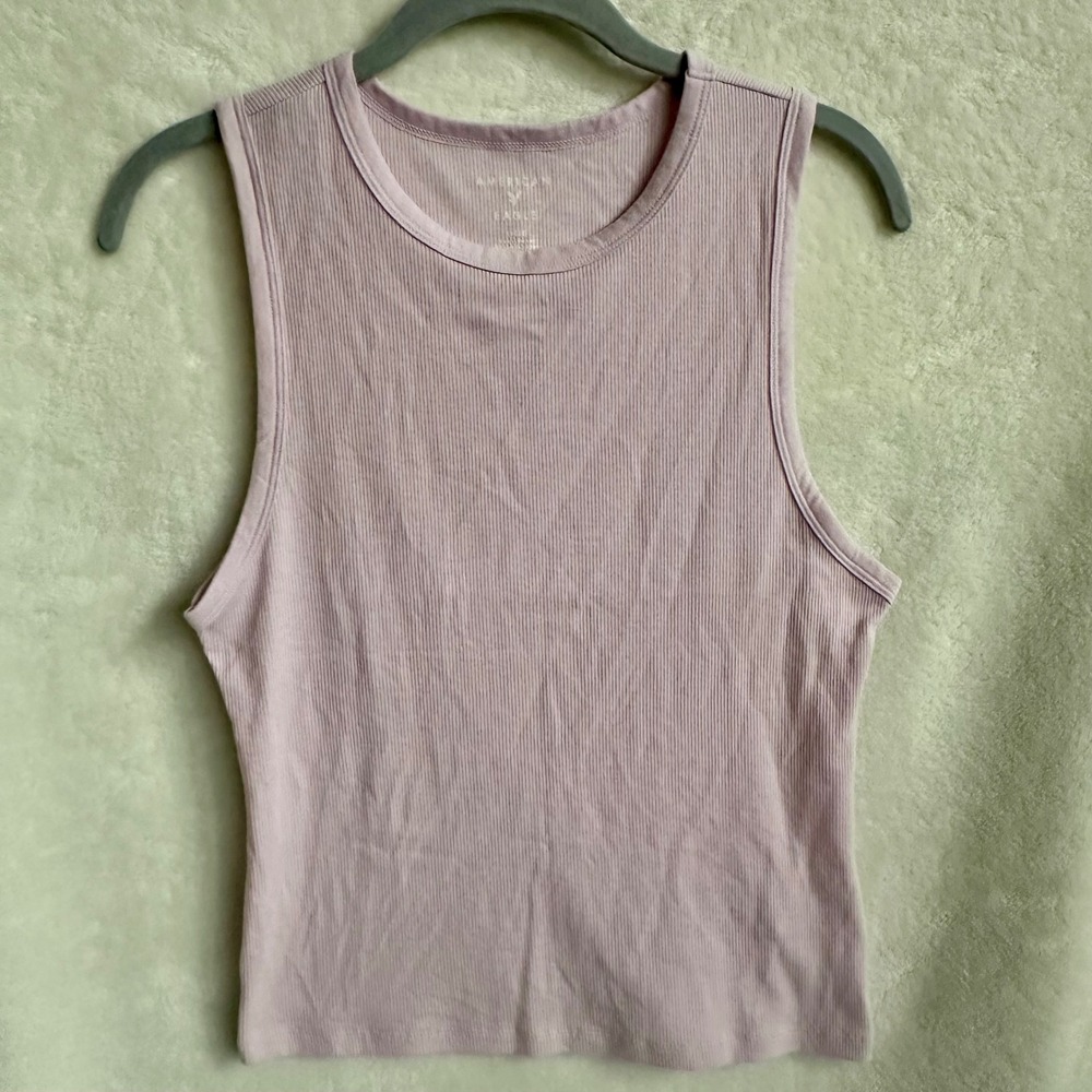 American Eagle Ribbed Tank Top Lilac Purple Sleeveless Womens Large L